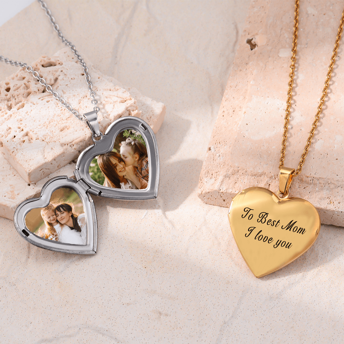 Shiny Heart Photo locket Necklace