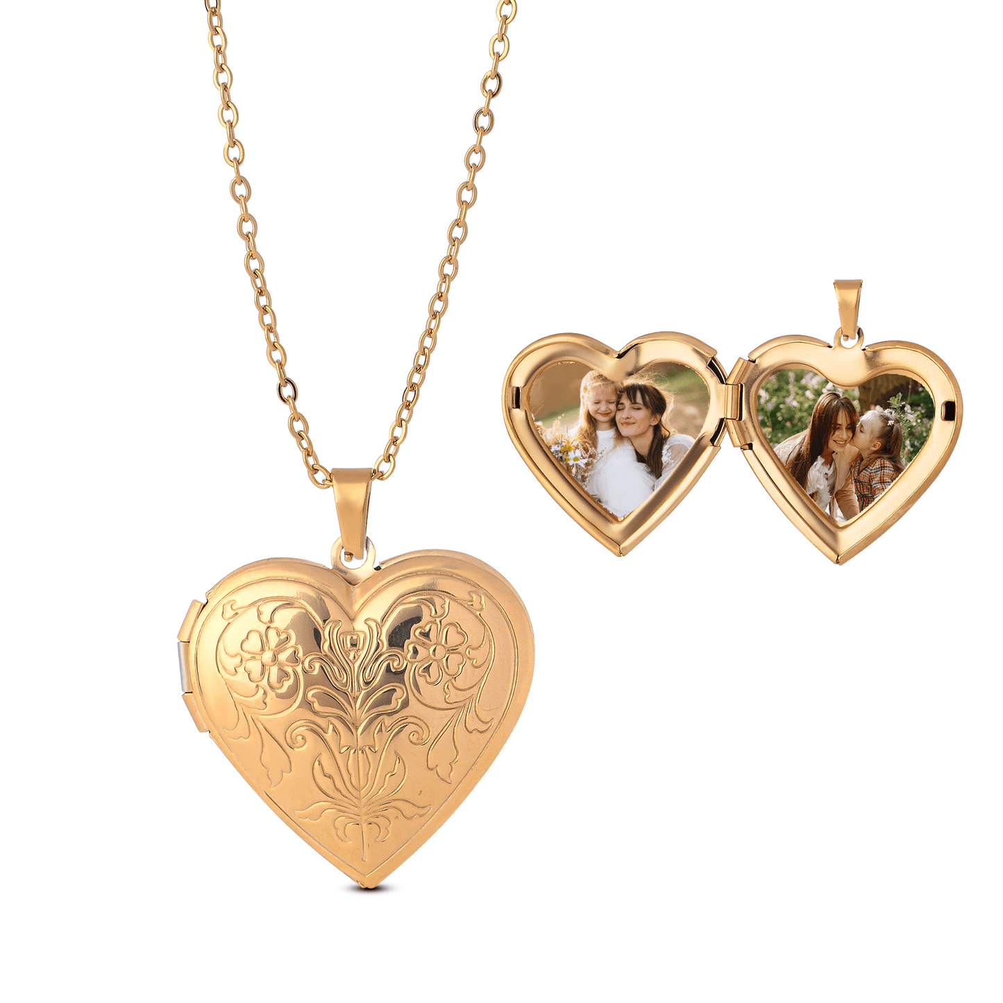 Flower Photo Locket Necklace