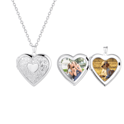 Double Heart Photo Locket Necklace