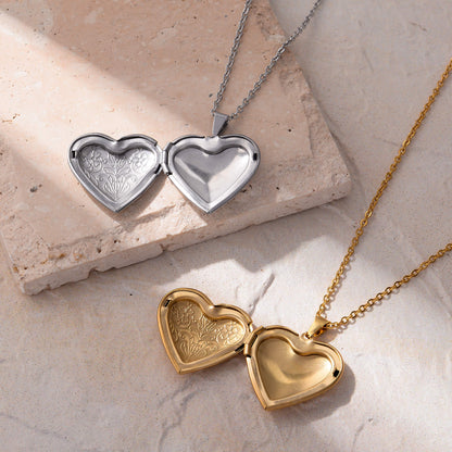 Flower Photo Locket Necklace