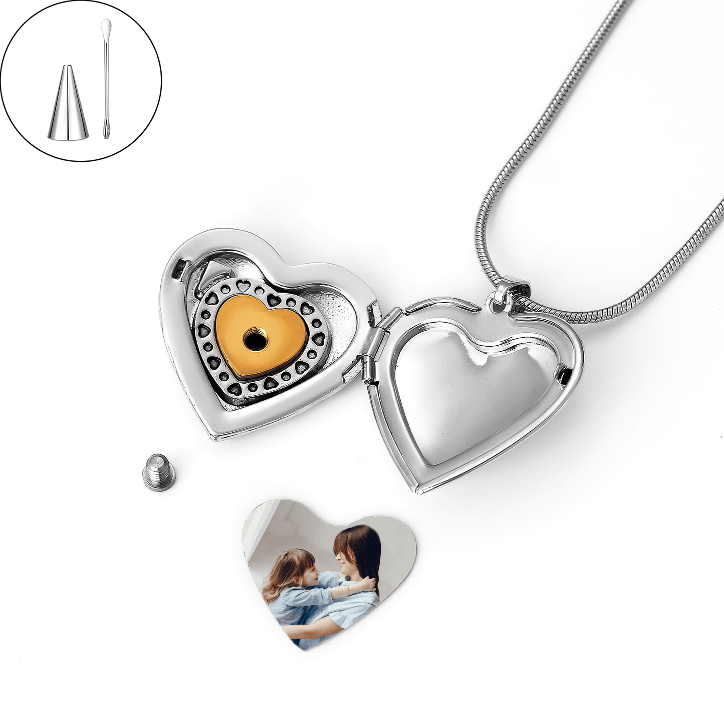 Heart Photo locket urn necklace