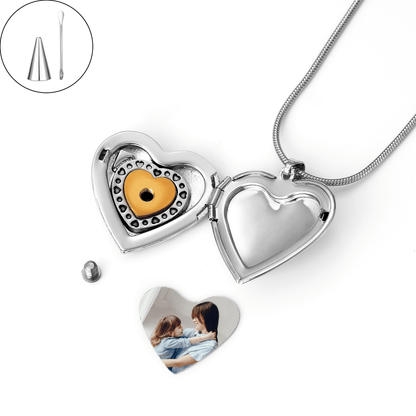 Heart Photo locket urn necklace