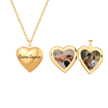 Shiny Heart Photo locket Necklace