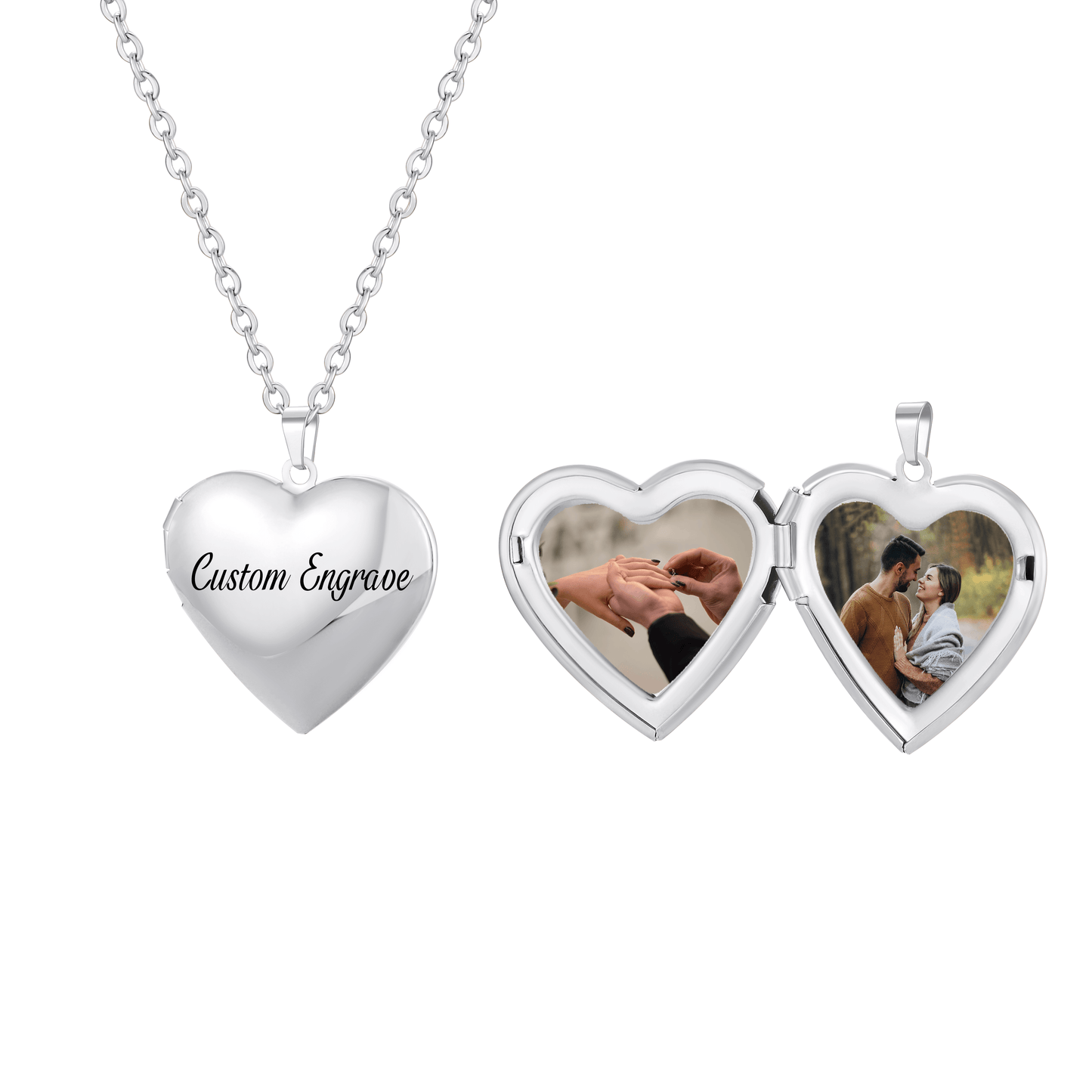 Shiny Heart Photo locket Necklace