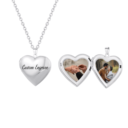 Shiny Heart Photo locket Necklace
