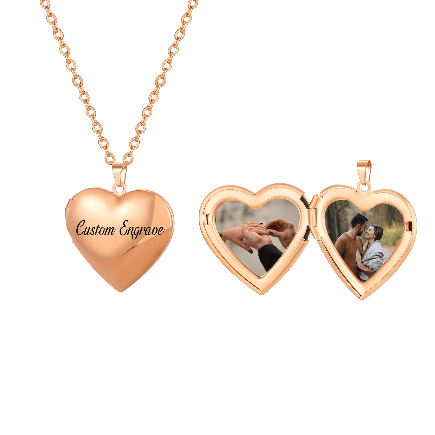 Shiny Heart Photo locket Necklace