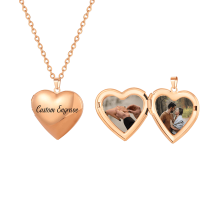 Shiny Heart Photo locket Necklace